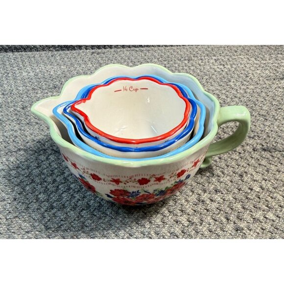 Pioneer Woman ~ Set of Four (4) CLASSIC CHARM ~ Stoneware ~ Measuring Bowls 2017 - Picture 5 of 12